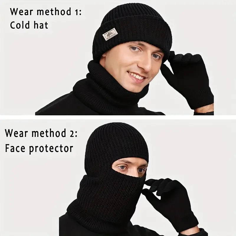2 in 1 Unisex Beanie Hat Balaclava Mask Ski Windproof Winter Accessory