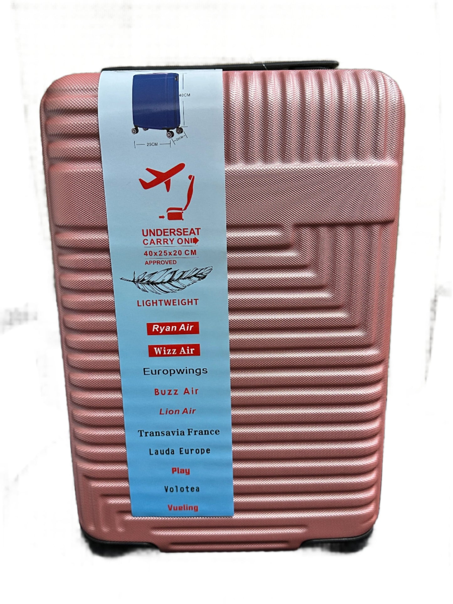 Cabin Bag 40X25X20CM Under Seat Carry On Travel Ryanair Luggage Wheel Suitcase