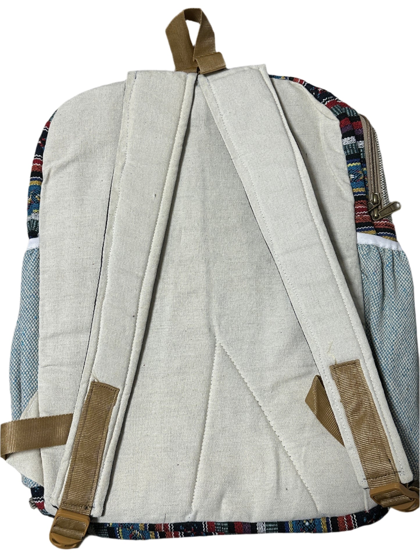 Backpack with compartments open, showing organization and contents.