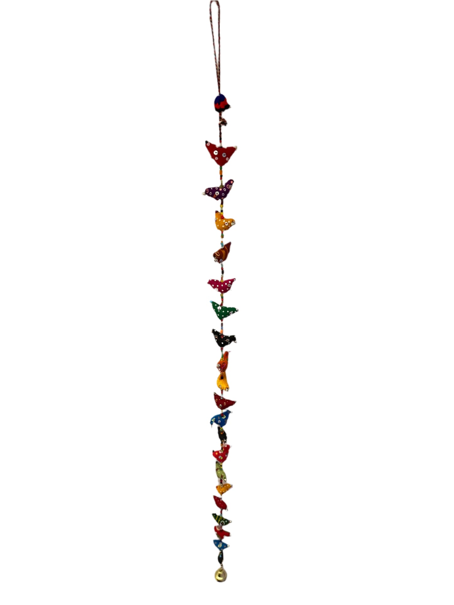 Good Luck Birds Wall / Door Hangings String Decoration Tradition Indian Boho Hippy colourful bells