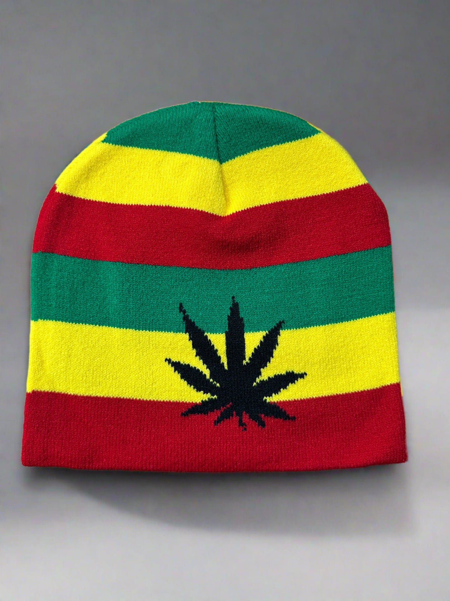 Rasta Leaf Beanie Adults Mens Ladies Woolly Ski Winter Hat
