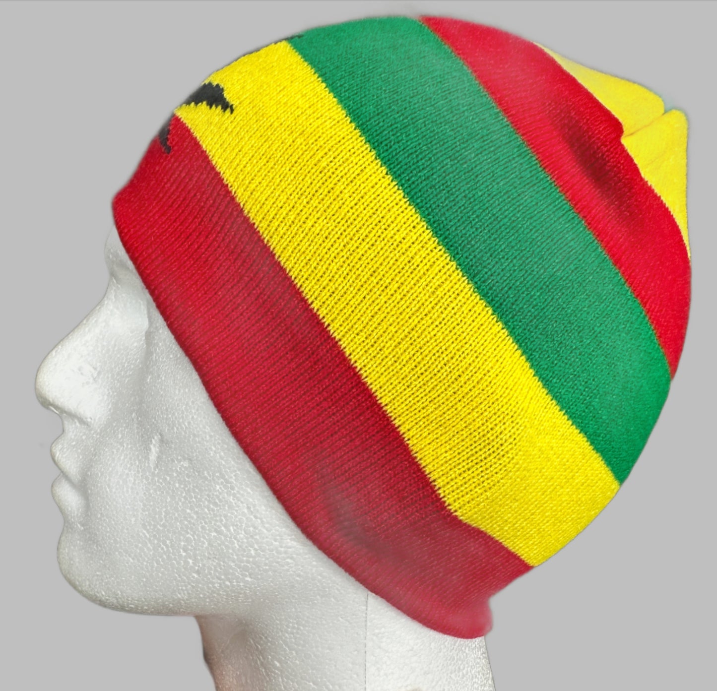 Rasta Leaf Beanie Adults Mens Ladies Woolly Ski Winter Hat
