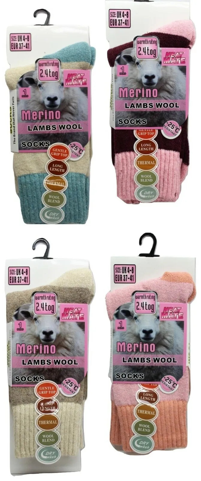 Women’s Merino Lambs Wool Socks Soft Warm 2.4 Tog Thermal