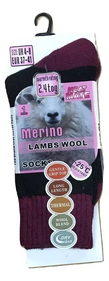 Women’s Merino Lambs Wool Socks Soft Warm 2.4 Tog Thermal