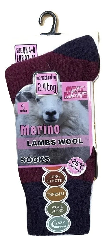 Women’s Merino Lambs Wool Socks Soft Warm 2.4 Tog Thermal