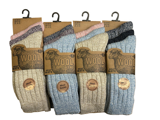 women's wool blend socks on hangers with visible brand labels. Missy Pink