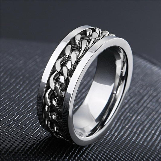 Anti-Anxiety Stainless Steel Spinner Ring Stress Relief 8mm wide Unisex