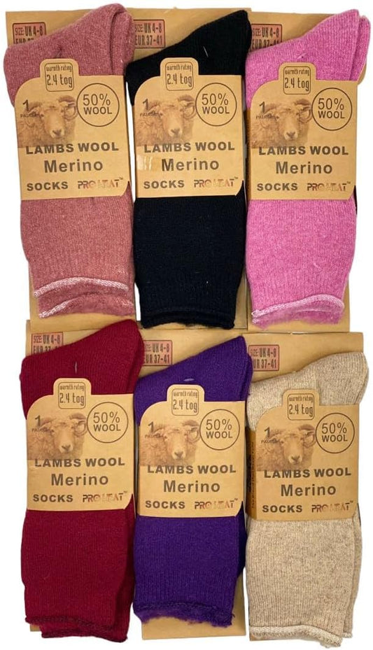 Thick Ladies Merino Lambs Wool Socks Soft Warm 2.4 Tog