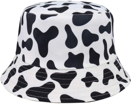 Chapeau bob blanc à motif de vache