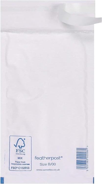 Featherpost Padded Envelopes, White, Size B, 140mm x 225mm (External)