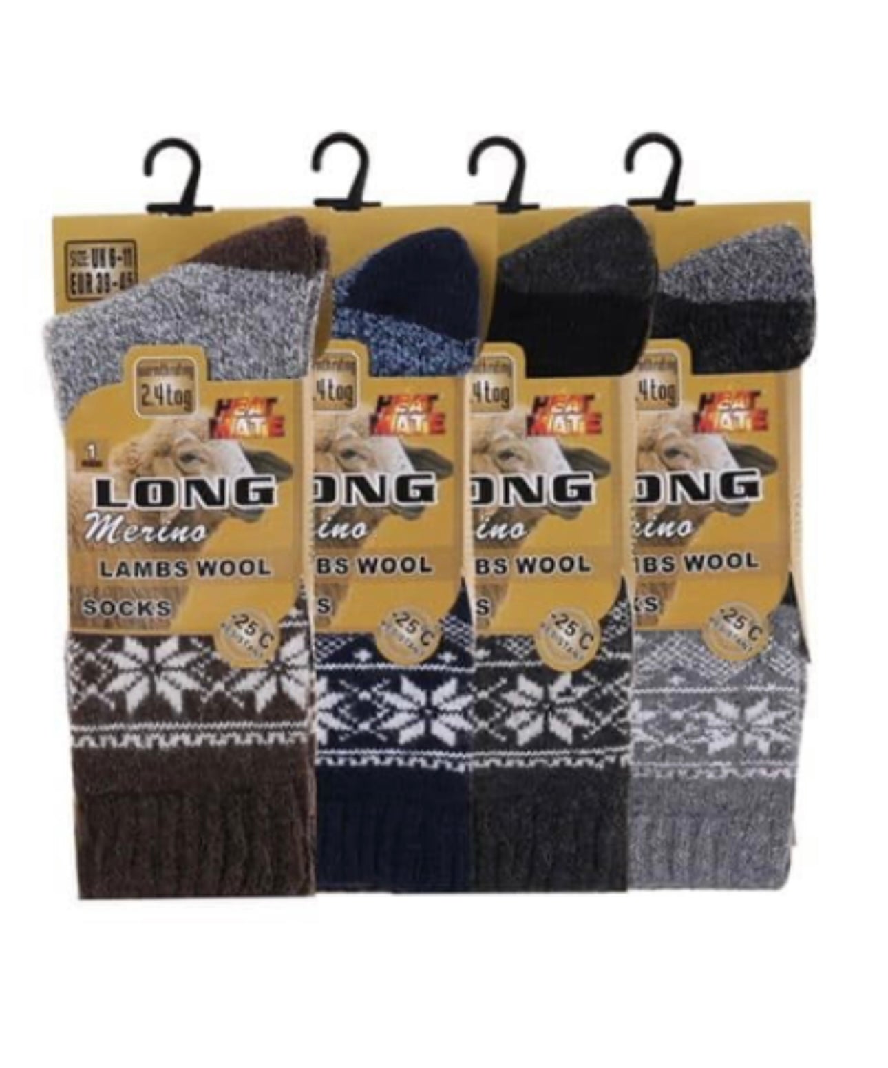 Mens Unisex Snow Flake Merino Lambs Wool Socks 2.4Tog Winter Boot Thick