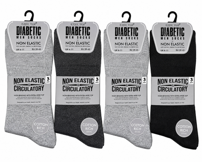 Mens Diabetic Grey Shades Suit Socks Mens Socks Non Elastic Cotton Rich