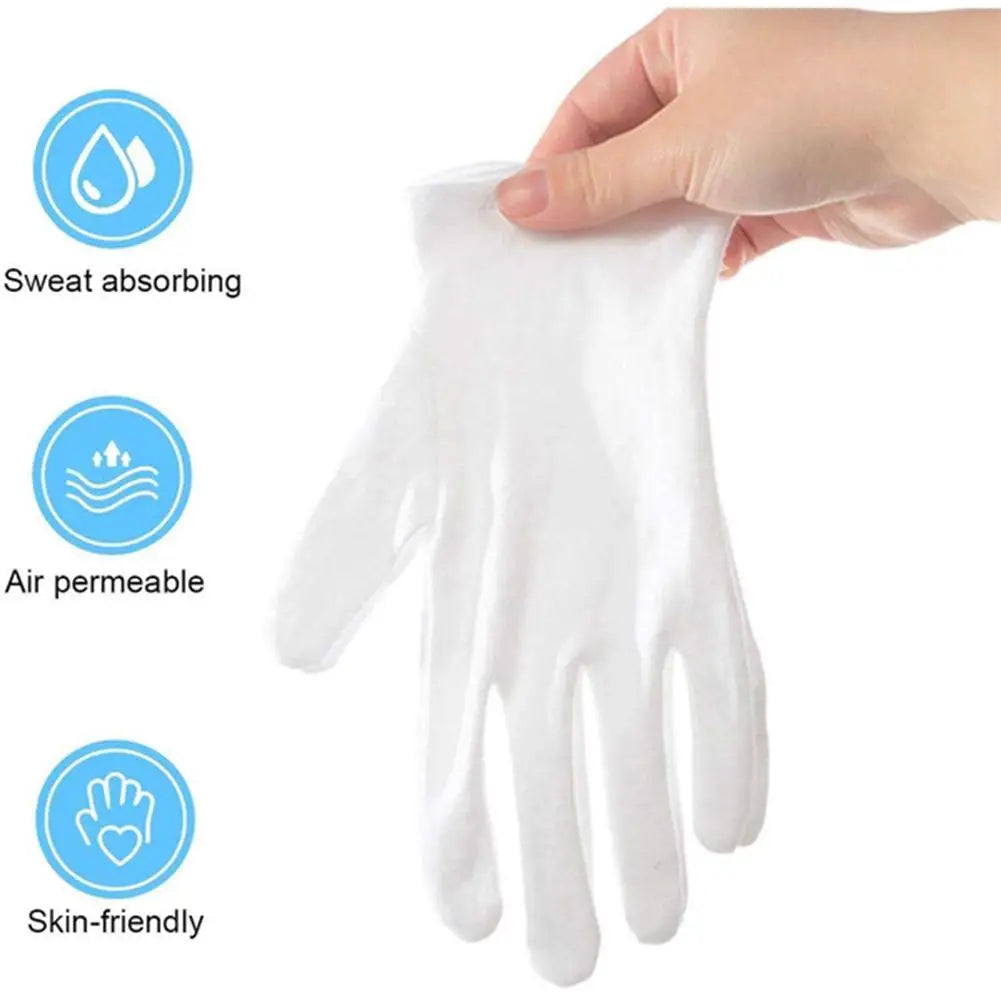 12 Pairs Cotton White Gloves General Purpose Moisturising Lining Gloves S-XL Size