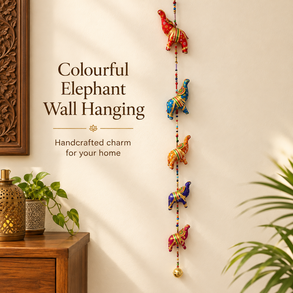 Handmade Elephants Multi-Colourful Door/Wall Hangings