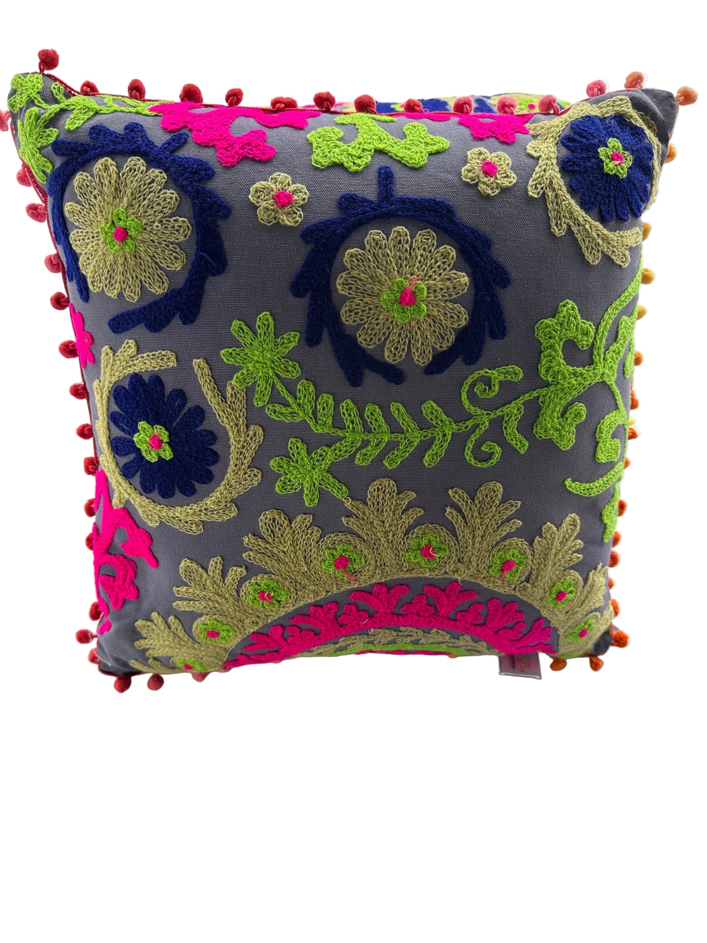 Indian Cushion Covers Suzani Embroidered Boho Case Takiya 40x40 CM 16"x16" Square Kashmiri Takiya Home Décor - Cover Only