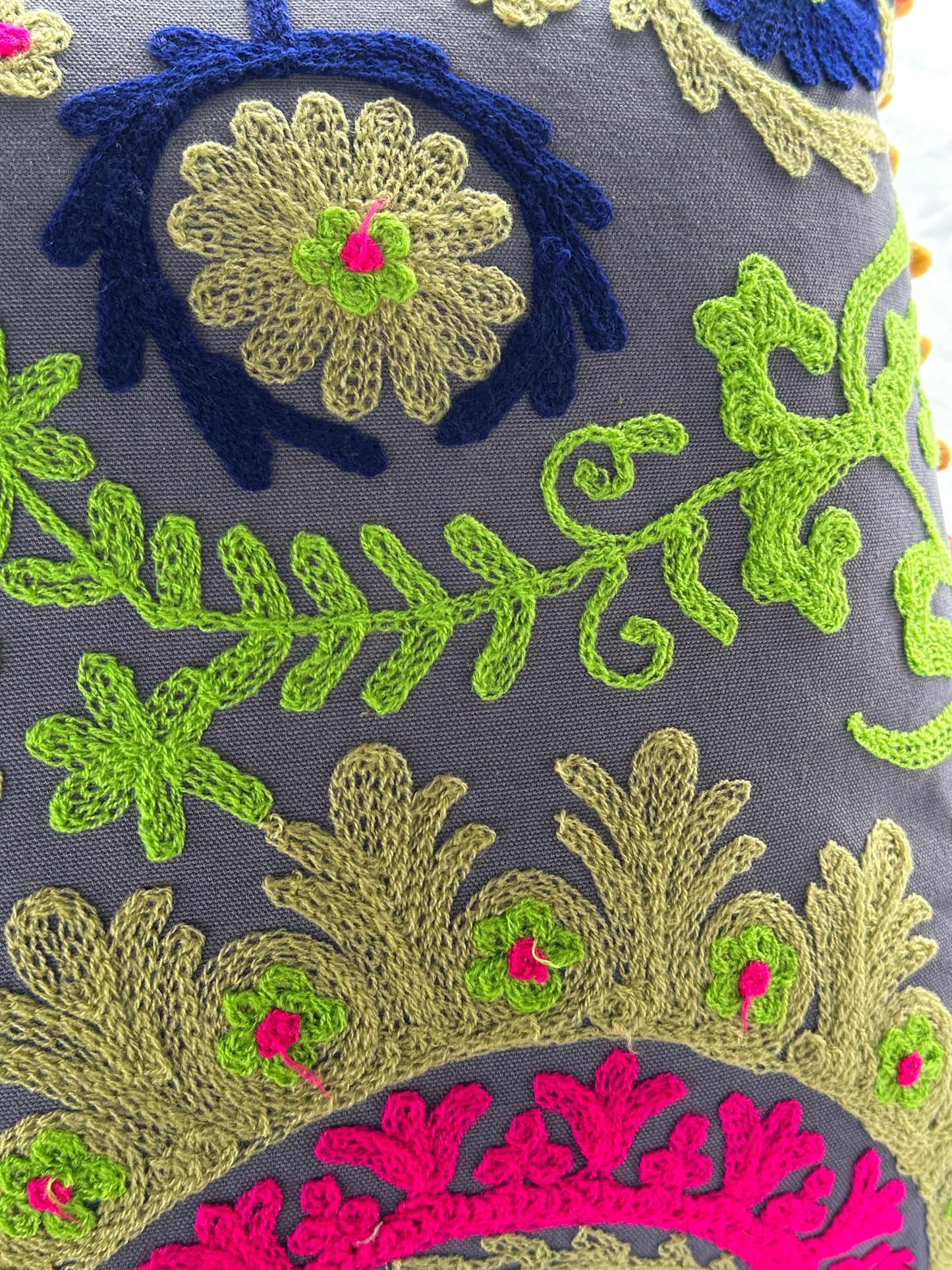 Indian Cushion Covers Suzani Embroidered Boho Case Takiya 40x40 CM 16"x16" Square Kashmiri Takiya Home Décor - Cover Only