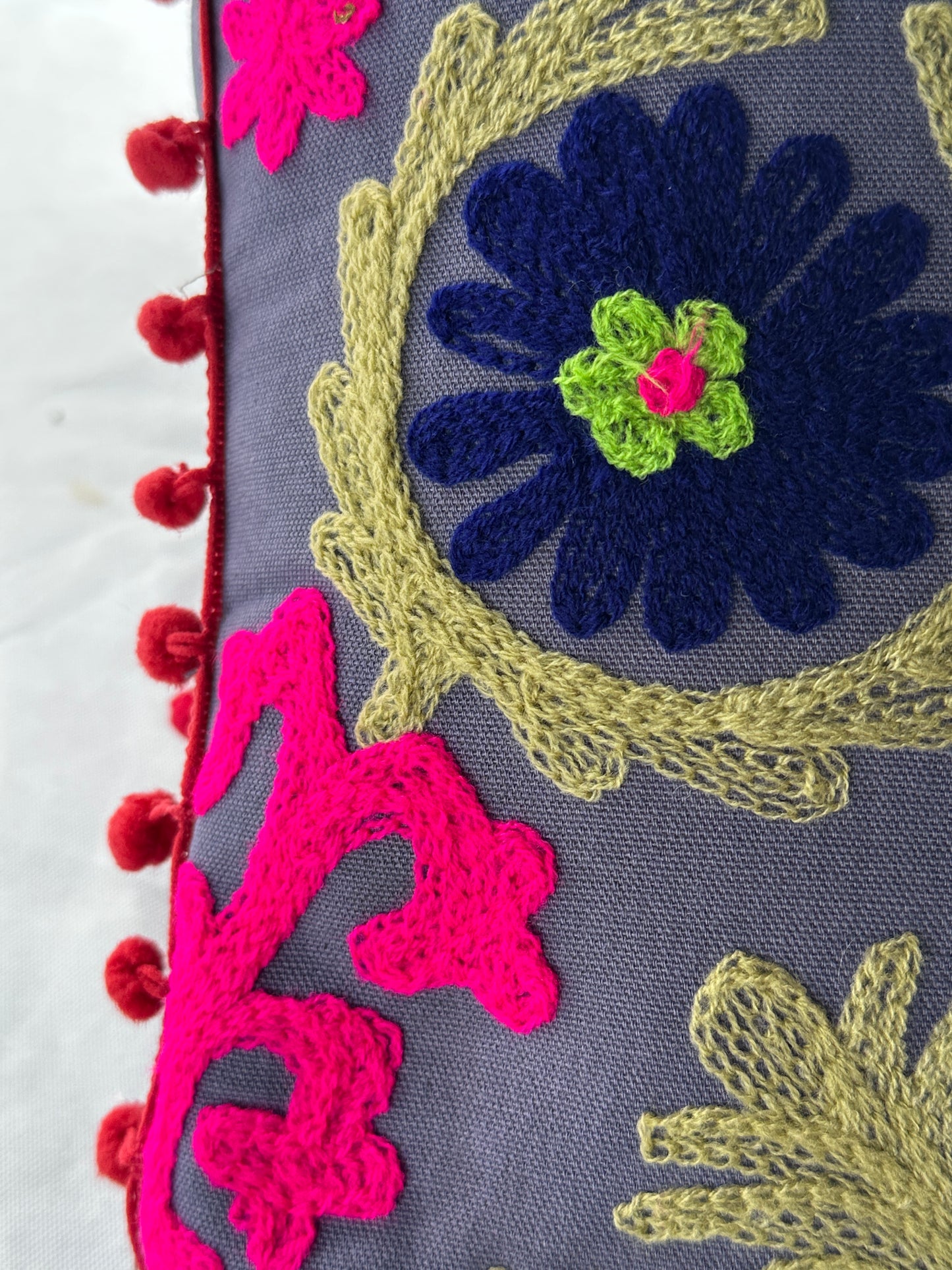 Indian Cushion Covers Suzani Embroidered Boho Case Takiya 40x40 CM 16"x16" Square Kashmiri Takiya Home Décor - Cover Only
