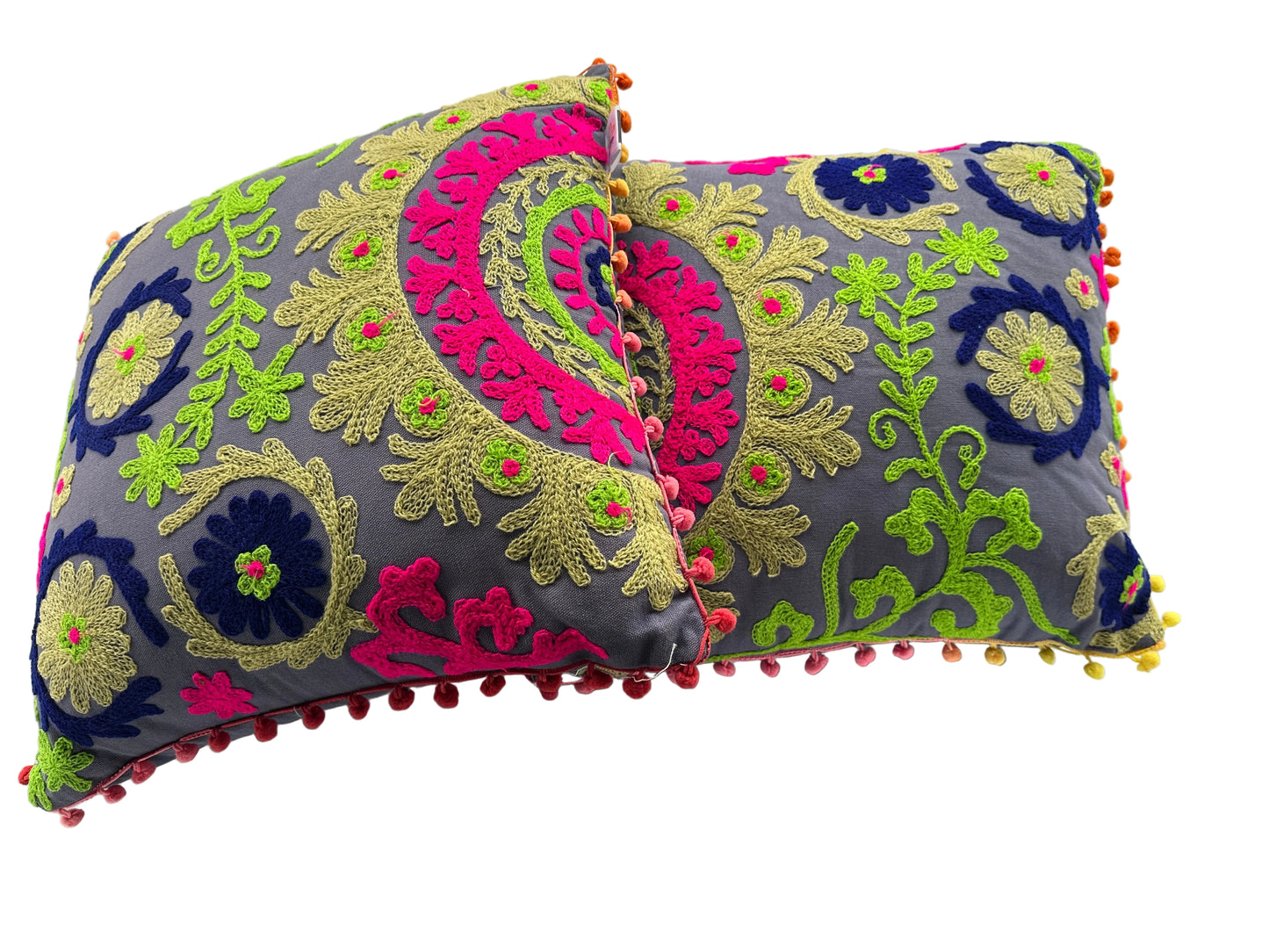 Indian Cushion Covers Suzani Embroidered Boho Case Takiya 40x40 CM 16"x16" Square Kashmiri Takiya Home Décor - Cover Only