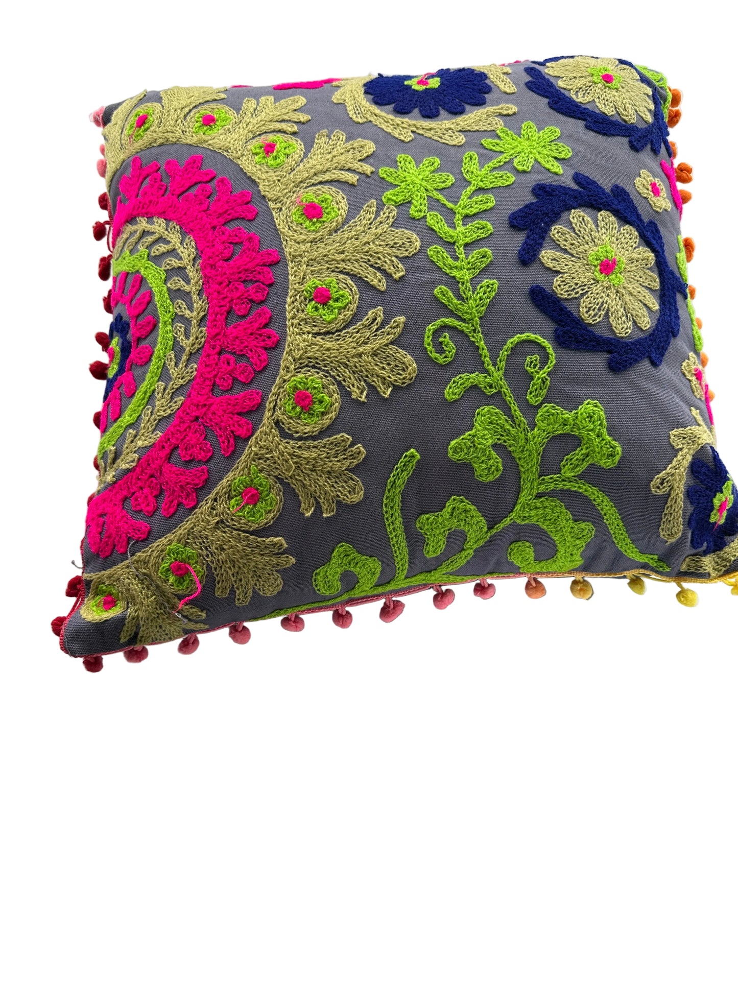 Indian Cushion Covers Suzani Embroidered Boho Case Takiya 40x40 CM 16"x16" Square Kashmiri Takiya Home Décor - Cover Only