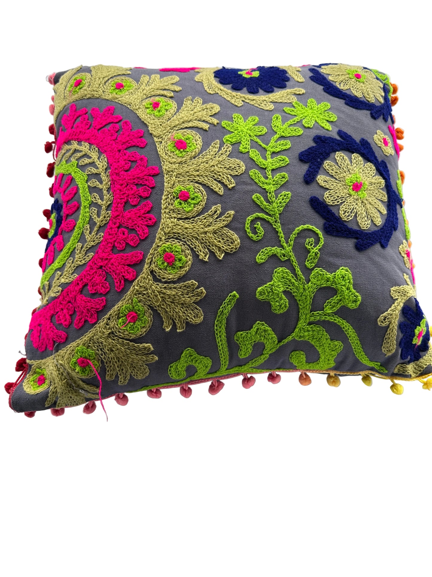 Indian Cushion Covers Suzani Embroidered Boho Case Takiya 40x40 CM 16"x16" Square Kashmiri Takiya Home Décor - Cover Only