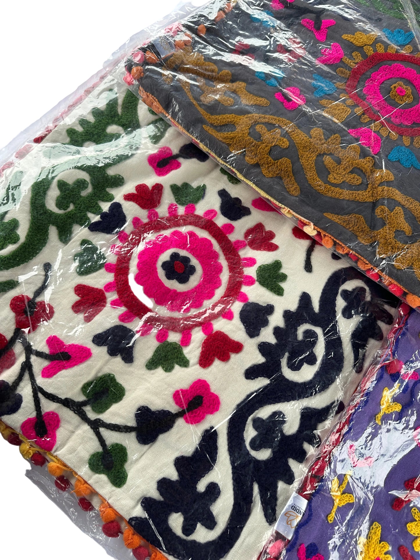 Indian Cushion Covers Suzani Embroidered Boho Case Takiya 40x40 CM 16"x16" Square Kashmiri Takiya Home Décor - Cover Only