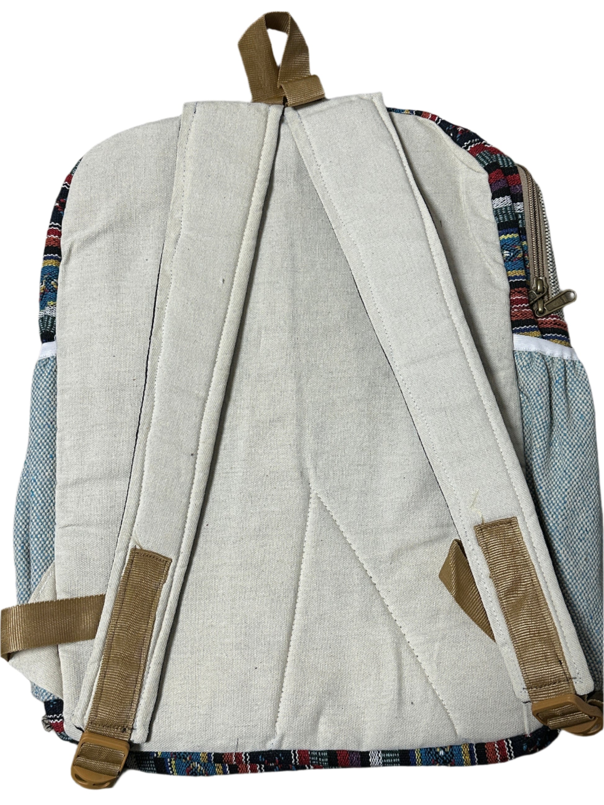 Backpack with compartments open, showing organization and contents.