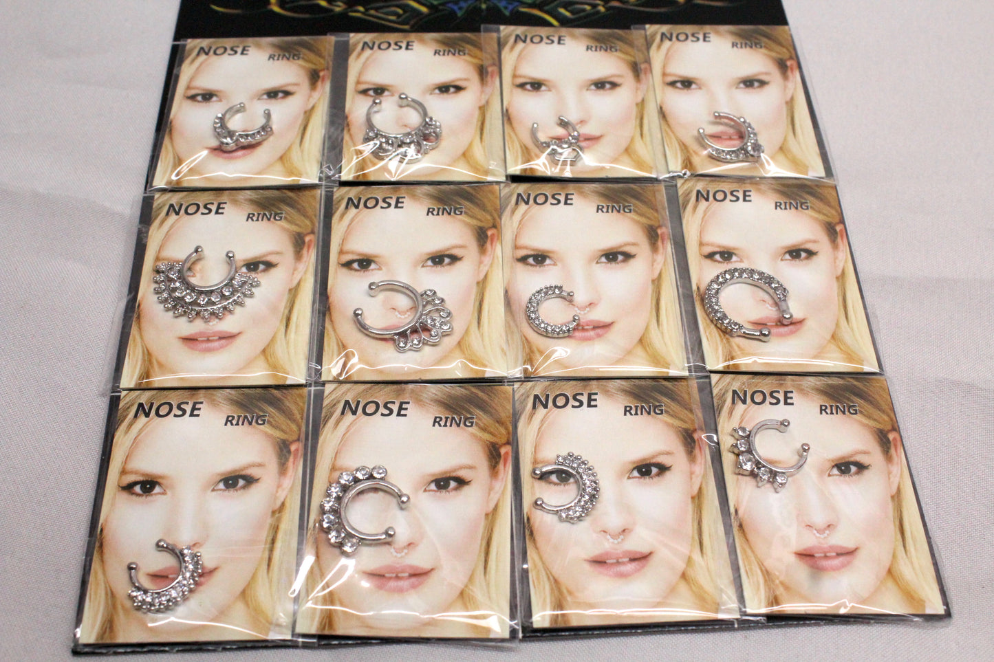 Full Retail Card of Fake Nose Ring / Piercing 12 pcs - LOT JP0921