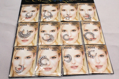 Full Retail Card of Fake Nose Ring / Piercing 12 pcs - LOT JP0921