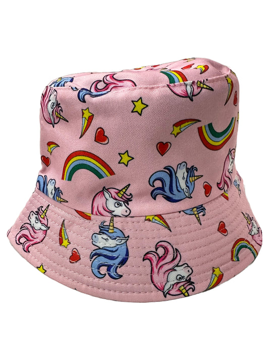 Girls Teens Pink Unicorn Bucket Hat