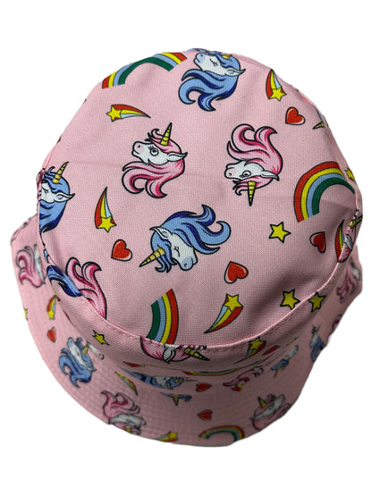 Girls Teens Pink Unicorn Bucket Hat