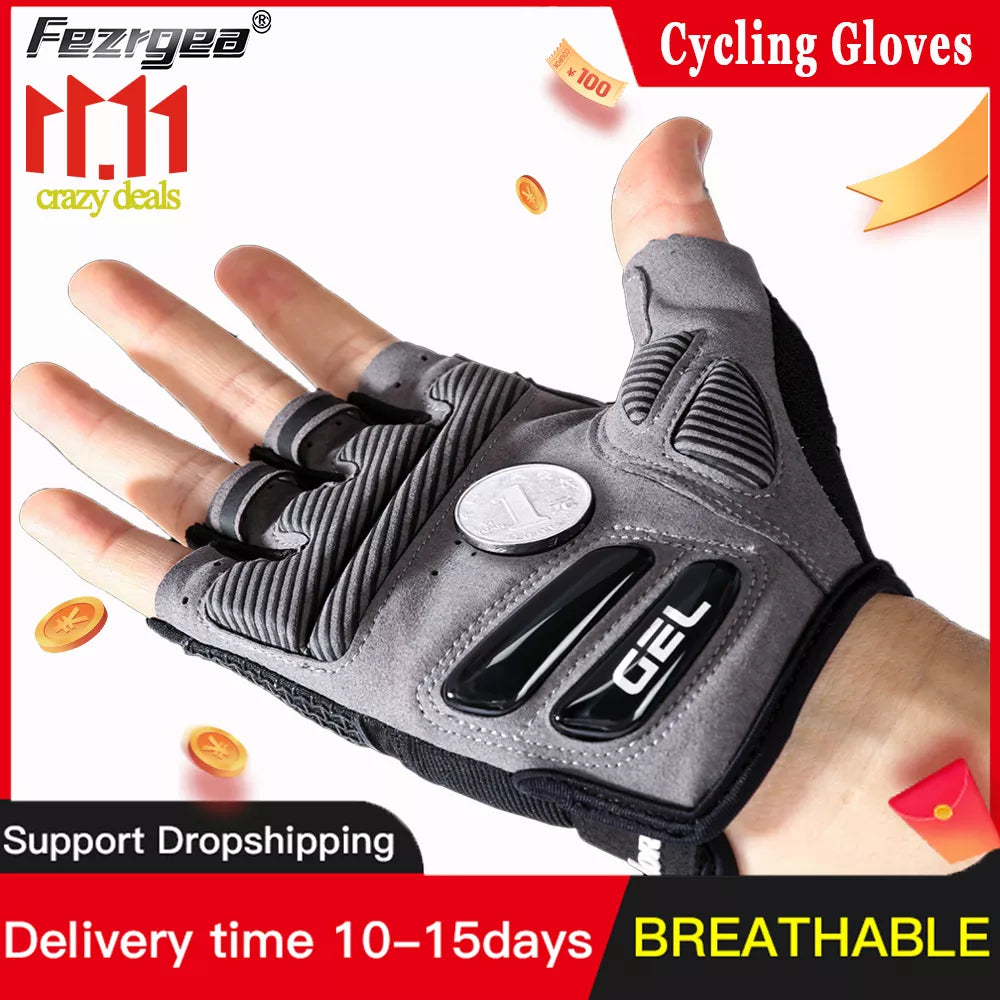 New Half-Finger Mens And Womens Cycling Gloves Liquid Silicone Shock-Absorbing Breathable Sports Bike Fitness Gloves