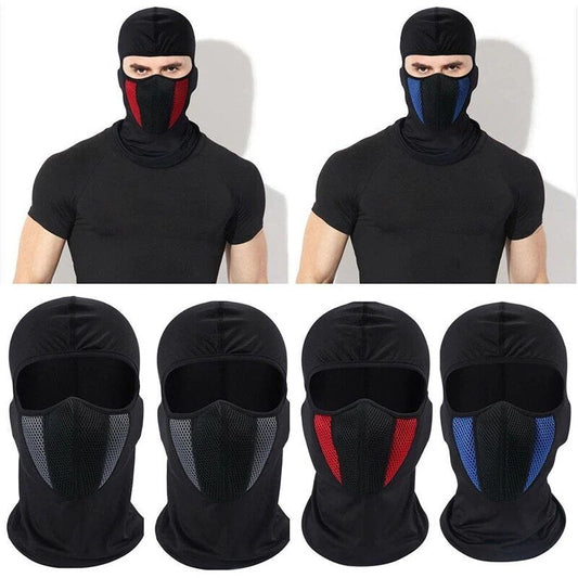 Cagoule d'extérieur noire en maille, masque complet, masque de sport, Ski, vélo, armée Ninja