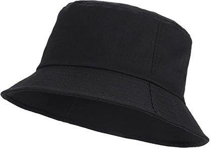 Chapeau Bob Réversible d'Été Noir Uni