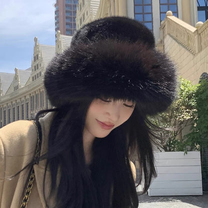 Faux Fur Plush Fur Luxury Womens Hat Winter Ski Thermal Hat