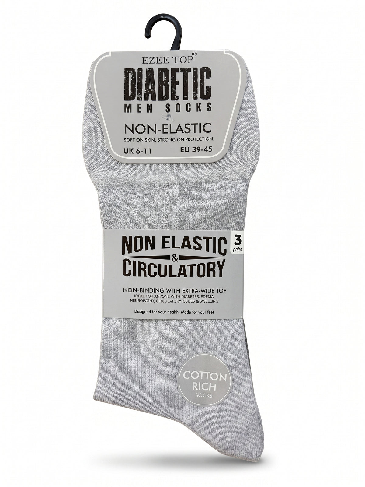 Mens Diabetic Grey Shades Suit Socks Mens Socks Non Elastic Cotton Rich