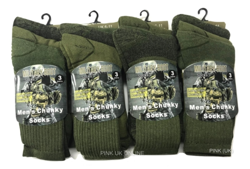 Mens Green Army Military Style Boot Socks