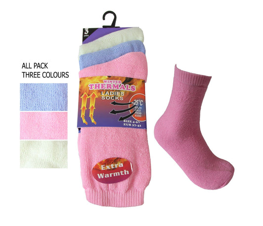 Ladies Thermal Socks Assorted Colour Pack