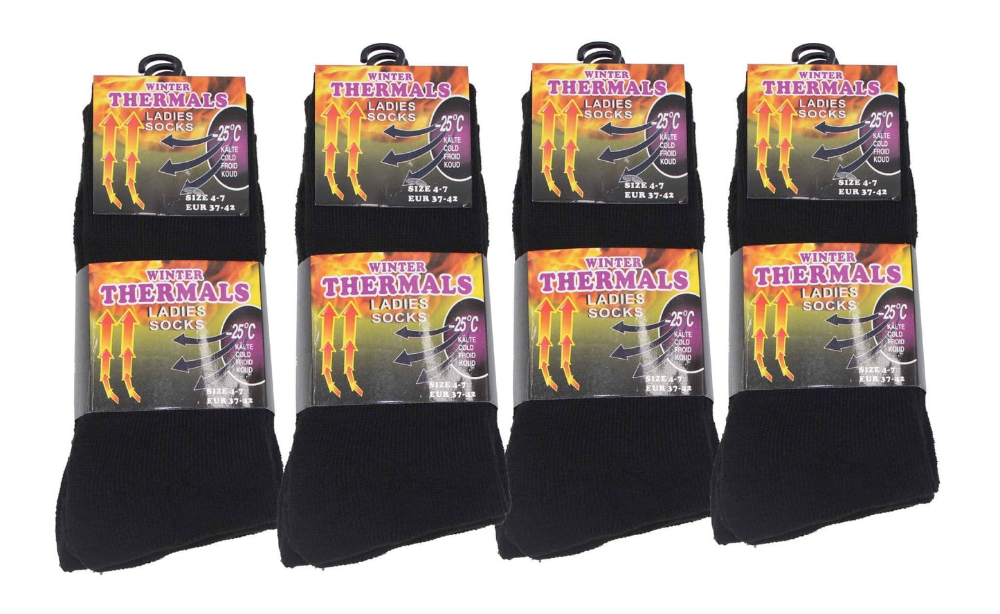 Womens Thermal Black Socks Hiking Winter Warm