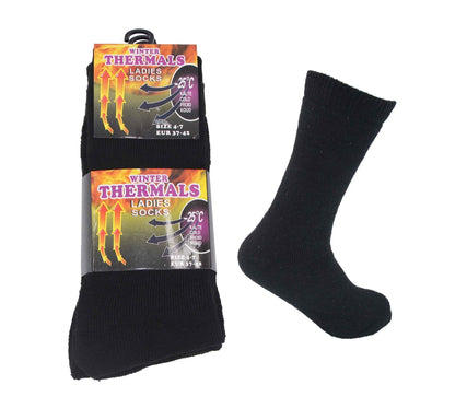 Womens Thermal Black Socks Hiking Winter Warm