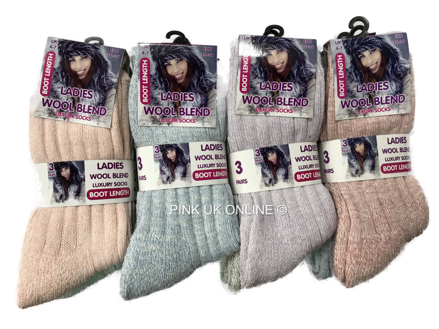 Ladies Thick Wool Blend Thermal Boot Socks