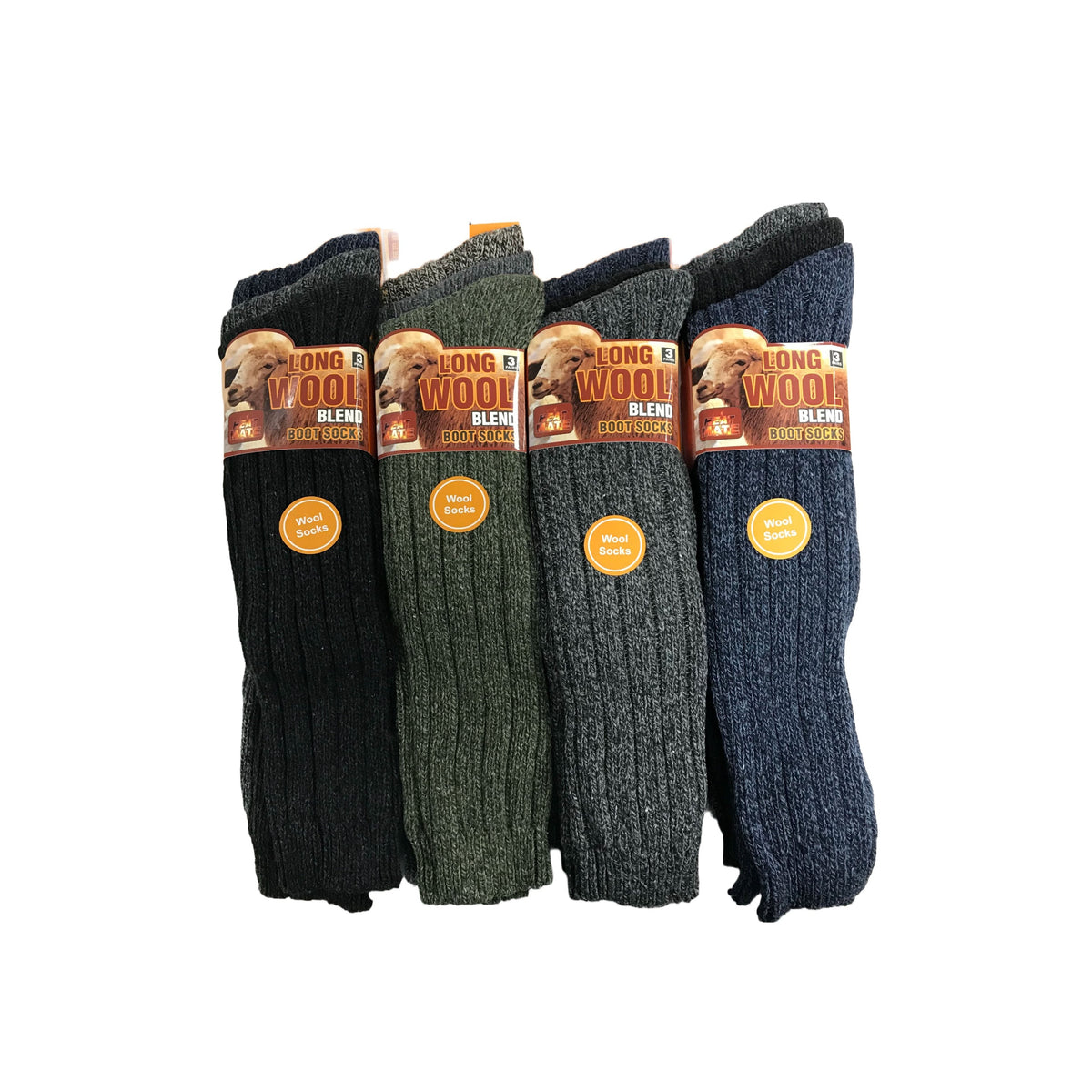 12 Pairs Men's Long Wool Chunky Socks - Heavy Duty Work Boot Hiking Ski Socks (6-11 Size)