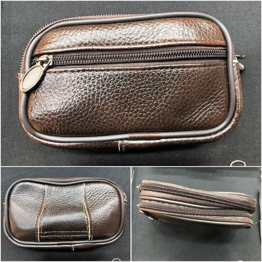 Grande pochette marron pour pièces de monnaie, billets, cartes et clés