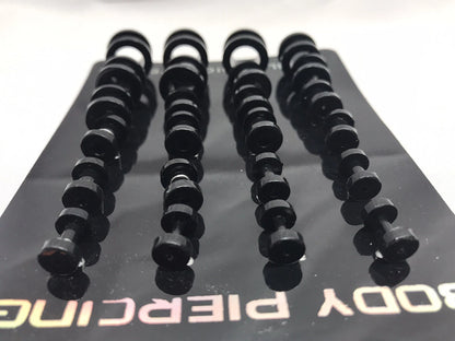 Wholesale Lot Of 24 X Flesh Tunnel Screw Fix Ear Stretcher Expander Plug Black