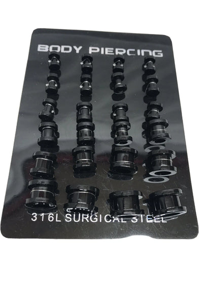 Wholesale Lot Of 24 X Flesh Tunnel Screw Fix Ear Stretcher Expander Plug Black