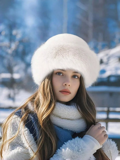 Faux Fur Plush Fur Luxury Womens Hat Winter Ski Thermal Hat