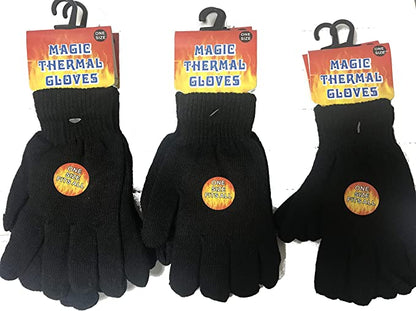 Unisex Magic Plain Black Gloves One Size Adults