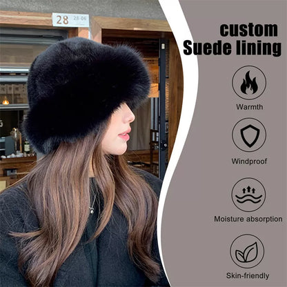 Faux Fur Plush Fur Luxury Womens Hat Winter Ski Thermal Hat