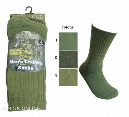 Mens Green Army Military Style Boot Socks