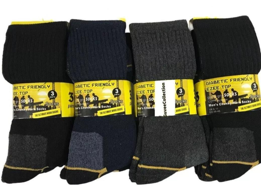 Mens Diabetic Heavy Duty Work Boot Socks Thick Cushion Wide Top UK 6-11 Winter Menswear work socks