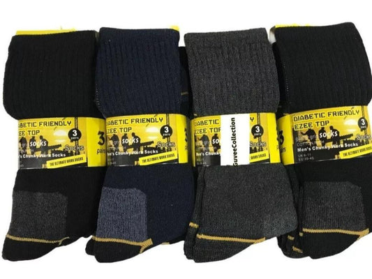 Mens Diabetic Heavy Duty Work Boot Socks Thick Cushion Wide Top UK 6-11 Winter Menswear work socks